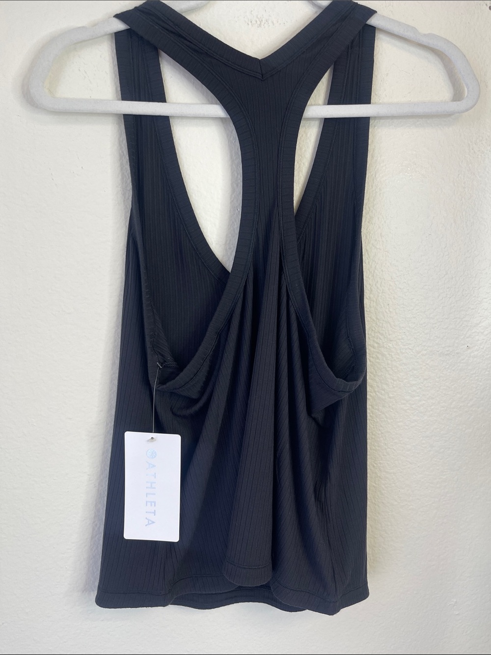 Athleta Black Ribbed V-Neck Racerback Tank - Picture 3 of 3